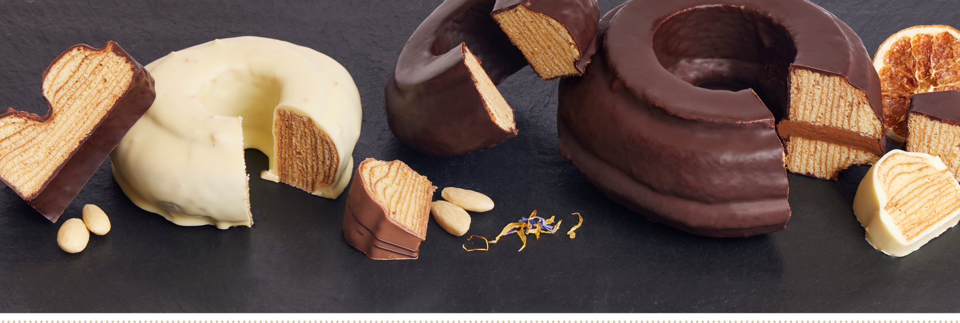 Unsere verschiedenen Baumkuchensorten vereint auf einem Bild